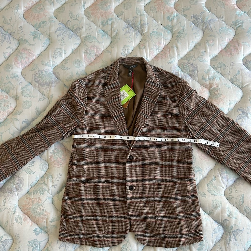 Men's Brown Plaid Blazer-Houston White